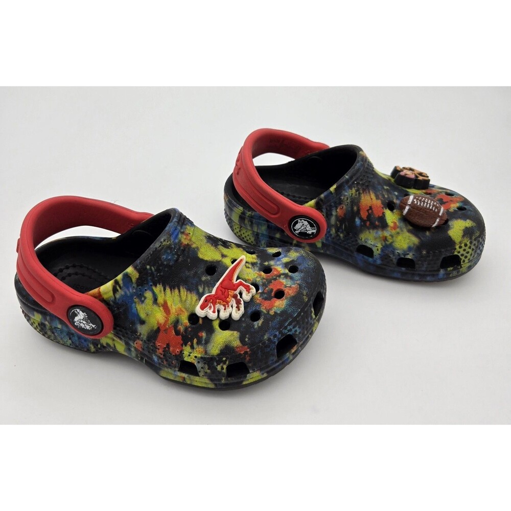 Crocs Kids Classic Clog 6C Black Tie‎ Dye Unisex Water Shoes Slip On Casual